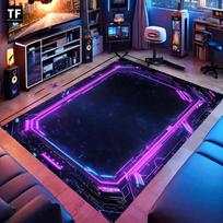 Neon LED 3D Illusion Spiral Grid Tunnel Mat Visual Impact Carpet Rug for Gaming Living Room Home Decoration Bedroom Decor Rug 40x60cm