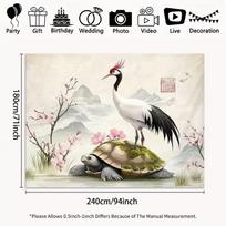 2D Calm Longevity Symbol Backdrop Classic Chinese Crane Art Banner 47.2x31.5inch/120*80cm