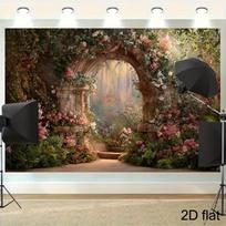 2D Magical Floral Arch Backdrop Enchanted Fairytale Garden Banner 47.2x31.5inch/120*80cm