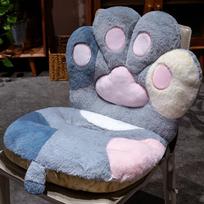 Cute Cat Paw Fluffy Seat Cushion Office Back Cushion Dormitory Plush Chair Seat Pillow Lazy Sofa Butt Pad Bay Window Tatami Mat 35x40cm pilka