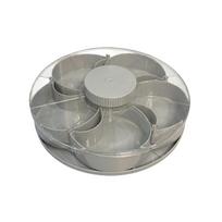 Rotating Snack Tray with Multiple Compartments Lazy Susan Serving Platter for Nuts Candy and Small Snacks Storage Organizer with Clear Lid One Size