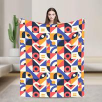 Abstract Geometric Pattern  Bauhaus Super Soft Blankets  Picnic Plush Throw Blanket Couch Bed Flannel Bedspread Sofa Bed Cover 130x150cm