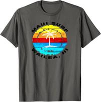 Surfing T-Shirt Maui Surf Wailea Hawaii Vintage Distressed T-Shirt S įvairiaspalvis