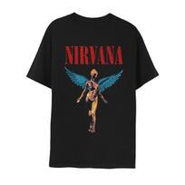 Nirvana  In Utero  Angel Floral Vintage Wash Oversized T-Shirt, Unisex Grunge Rock Fan Streetwear Tee, 100% Cotton Casual Short Sleeve Top S įvairiaspalvis