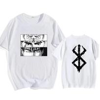 Berserk Guts Eyes Manga Panel Double-Sided T-Shirt, Unisex Brand of Sacrifice Dark Fantasy Anime Streetwear Tee, 100% Cotton Casual Short Sleeve Top S įvairiaspalvis