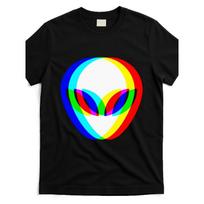 European Sizes Alien Head Trippy Vaporwave Graphic T-Shirt - Retro Style Tee with Vibrant Rainbow Print, Casual Shirt for Men, Comfort Fit S įvairiaspalvis