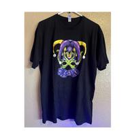 Black Graphic Joker Jester Mask Crew Neck Short Sleeve T-Shirt Unisex L S įvairiaspalvis