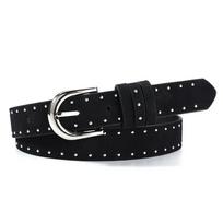 Metal Suede Rivet Belt Black Men Belt Vintage Pin Buckle Waistband  Male juoda