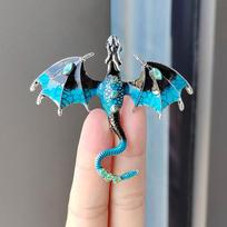 2024 Europe and the United States Explosive Enameled Dragon Brooch Manufacturers Custom Diamond-encrusted Animal Pins Cross-bord mėlyna