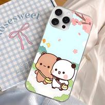 Cute Cartoon Bubu Dudu Silver Gradient Pleated Water Ripple Phone Case for IPhone 17 16 15 14 13 12 11 Pro Max iPhone 17