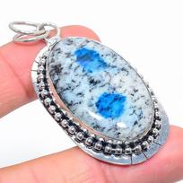Natural K2 Blue Azurite Gemstone 925 Sterling Silver Gift Pendant 2.44  Y5d29