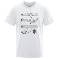 Kopie Von Musical Cats Musical Notes Male Clothes Hip Hop Oversize T-Shirts Summer Casual Menswear Cotton Loose Street T Shirt M balta