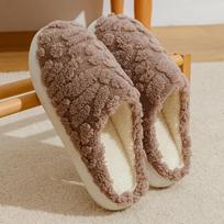Fashion 2025 New Women's Solid Color Cotton Slippers Thick Bottom Warm Slippers Soft Female Couple Indoor Plush Flat Shoes 36-37