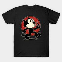 Men Black Print T-shirt Felix The Cat No-Cut Transfer Paper Print Cotton Tshirt M juoda