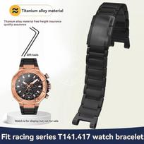 24 mm titano lydinio dirželis Tissot Racing serijos T141.417 specialiam titano vyriškam plieniniam metaliniam laikrodžiui grandinėlės priedai 24mm juoda