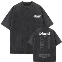 2026 Washed Vintage Rapper Frank Oversized Tshirt Blond Graphic T-shirts Men Women Ocean Hip Hop T Shirt Unisex Fashion Casual Tees L smėlis