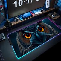 art owl Mouse Pad RGB Gaming Mousepad Big LED Pad PC Desk Mat Luminous Mouse Pad Large Keyboard Mats Table Rug With Backlit RGB600x300x3mm