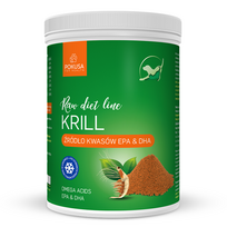 Pokusa RawDietLine Krill - liofilizuoti krilio milteliai šunims ir katėms, Omega riebalų rūgščių, EPA ir DHA šaltinis.