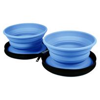 Kiwi Walker Double Travel Bowl - kelioninis dubuo šunims ir katėms, silikoninis