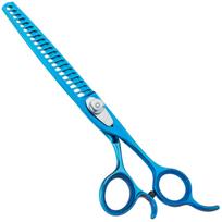 Geib Kiss Silver Blue Chunker 7.5 - vienpusės kirpimo žirklės, mėlyna apdaila, 21 dantis