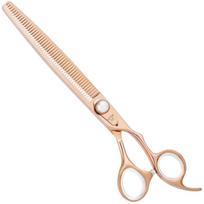 Geib Gold Pearl Blender 8.0 - vienpusės retinimo žirklės, 50 dantų, elegantiškos auksinės spalvos