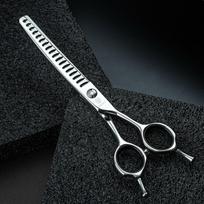 Jargem lenktos retinimo žirklės - profesionalios vienpusės retinimo žirklės, lenktos, 18 dantų