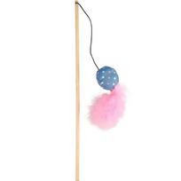 Flamingo Cat Winny Dangler - katės lazdelė su plunksnų kamuoliu, prisotinta katžolės