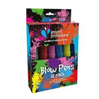 Groom Professional Creative Blow Pens 12 vnt. - Dažymo rašikliai gyvūnų kailiui (Pienės) + Trafaretų rinkinys