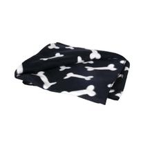 Flamingo Fleece Blanket Bones - minkštas, poliarinis vilnos pledas šunims - juodas