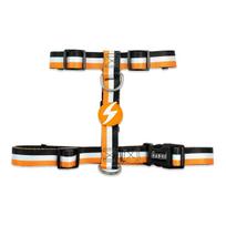 Dashi Stripes Orange & Black atšvaitinė petnešų liemenė - reguliuojama apsauginė petneša šunims, dirželiai