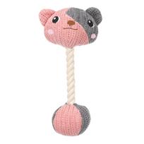Flamingo Puppy Zoda Bear - pliušinis žaislas šuniukams, meškos galva su virve ir cypliuku