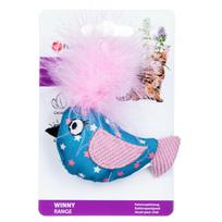 Flamingo Cat Winny Bird - žaislinis paukštis katėms, su boa plunksna ir katžole, čežantis