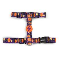 Dashi Pumpkin Back Harness - reguliuojami šunų diržai su Helovino moliūgų raštu