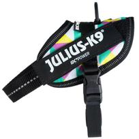 Julius - K9 IDC Powerharness Retro - šuns pakinktai su atšvaitais, spalvotų trikampių raštas
