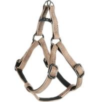 Flamingo Harness Step&Go Deluxe Taupe - įsegamas dirželis šunims, pagamintas iš ekologiškos odos, su neopreno pamušalu