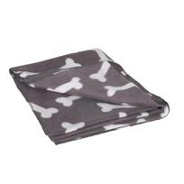 Flamingo Fleece Blanket Bones - minkštas poliarinis apklotas šunims - pilkas