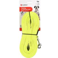 Flamingo Xeno Training Tracking Leash Fluo - treniravimo pavadėlis šunims, sekimo ir treniravimo kilpa, su gumine danga, neoninė geltona
