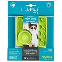 LickiMat Kitty - lėto maitinimo kilimėlis kačiukams ir suaugusioms katėms, su įmontuotu dubenėliu