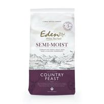Eden Country Feast - pusiau drėgnas šunų maistas su antiena, ėriena, triušiena ir žvėriena.