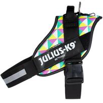 Julius - K9 IDC Powerharness Retro - šuns pakinktai su atšvaitais, spalvotų trikampių raštas