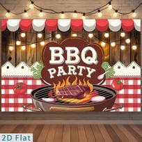 2D Outdoor Celebration Backdrop, BBQ Grill & Checker for Summer Party 47.2x31.5inch/120*80cm