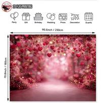 2D Enchanted Red Hanging Hearts Backdrop with Bokeh Lights 47.2x31.5inch/120*80cm