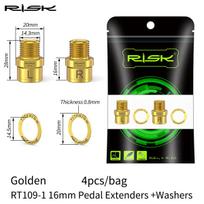 RISK Titanium Ti Bike Pedal Axle Extender Bicycle Pedal Extension Bolts Spacers 16mm 20mm for MTB Road Bicycle Pedals 1 Pair 16mm gold