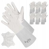 Długie Rękawice Robocze Spawalnicze Skórzane Kozia Skóra Tig Mankiet 6 Par