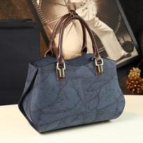 2026 new fashiable vintage messenger bag for middle-aged mothers, simple and large-capacity soft leather handbag for women mėlyna