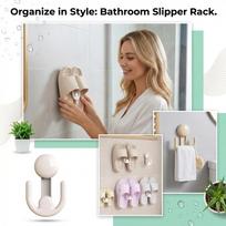 Wall Mounted Bathroom Slipper Rack No Drilling Shoe Storage Organizer Hanging Holder for Toilet Shower Room Space Saving one size balta