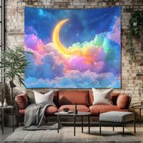 Dreamy Moon Clouds tapestry 75x100 juoda