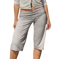Women High Waist Casual Capri Pants Knee Length Five Point Loose Fit Lounge Bottoms Soft Stretch Fabric L