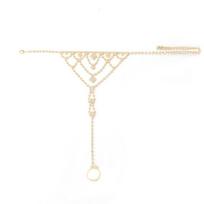 Creative Anklet Party Wear Celebrations Rhinestone Toe Ring Elegant Vacation And Graduation For Beach Holidays Foot Jewelry Multi-Layer Toned Copper auksinė