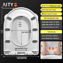 AITY Universal Thickened U-Shaped Soft-Close Toilet Seat